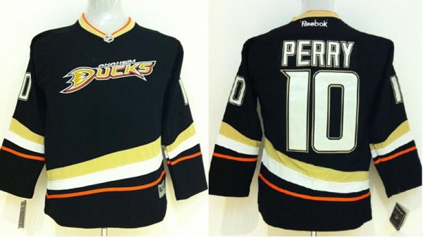 Kids Anaheim Ducks 10 Corey Perry Black NHL Hockey Jerseys