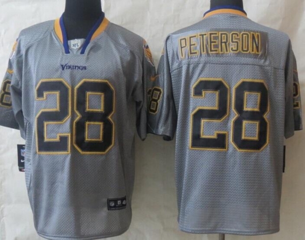 Nike Minnesota Vikings 28# Adrian Peterson Lights Out Grey Elite NFL Jerseys