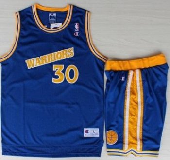 Golden State Warriors 30 Stephen Curry Blue Hardwood Classics NBA Jerseys Shorts Suits