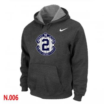 Nike New York Yankees 2 Derek Jeter Official Final Season Commemorative Logo Pullover Hoodie D.Grey