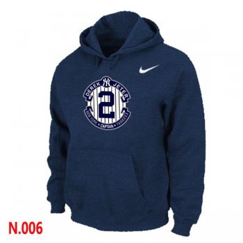 Nike New York Yankees 2 Derek Jeter Official Final Season Commemorative Logo Pullover Hoodie D.Blue