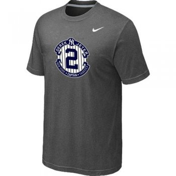 Nike New York Yankees 2 Derek Jeter Official Final Season Commemorative Logo T-Shirt Dark Grey