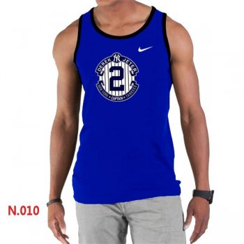 Nike New York Yankees 2 Derek Jeter Official Final Season Commemorative Logo men Tank Top Blue