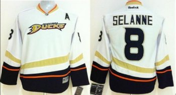 Anaheim Ducks 8 Teemu Selanne White NHL Hockey Jerseys