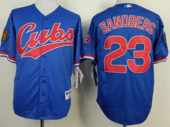 Chicago Cubs 23 Ryne Sandberg Blue Throwback MLB Jerseys