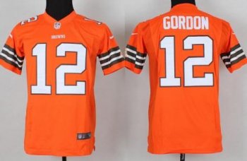 Kids Nike Cleveland Browns 12 Josh Gordon Orange NFL Jerseys