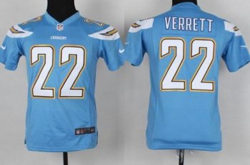 Kids Nike San Diego Chargers 22 Jason Verrett Light Blue NFL Jerseys