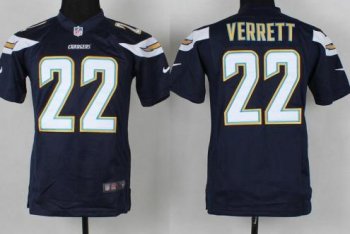 Kids Nike San Diego Chargers 22 Jason Verrett Dark Blue NFL Jerseys