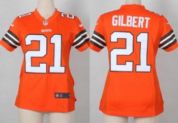 Women Nike Cleveland Browns 21 Justin Gilbert Orange NFL Jersey