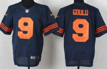 Nike Chicago Bears 9 Robbie Gould Blue Elite NFL Jerseys Orange Number