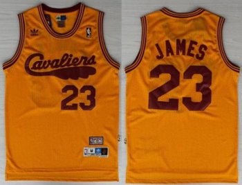 Cleveland Cavaliers 23 LeBron James Orange Throwback NBA Jerseys