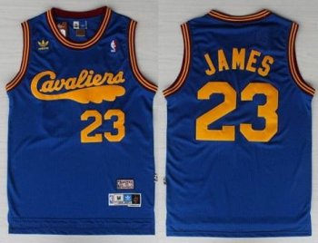 Cleveland Cavaliers 23 LeBron James Blue Throwback NBA Jerseys