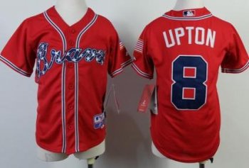 Kids Atlanta Braves 8 Justin Upton Red Cool Base MLB Jersey 2014 New Style