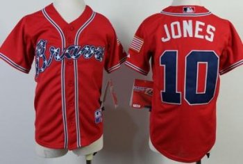 Kids Atlanta Braves 10 Chipper Jones Red Cool Base MLB Jerseys 2014 New Style