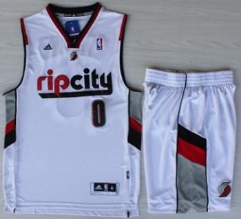 Portland Trail Blazers 0 Damian Lillard White Revolution 30 Swingman NBA Jersey Short Suit