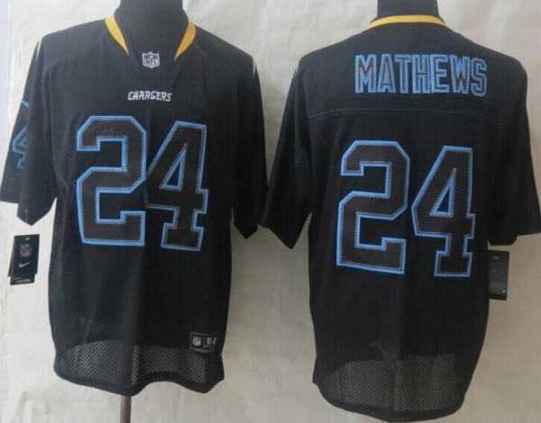 Nike San Diego Chargers 24 Ryan Mathews Lights Out Black Elite NFL Jerseys