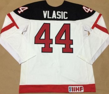 Canada Olympic 100th Anniversary 44 Vlasic White Hockey Jerseys