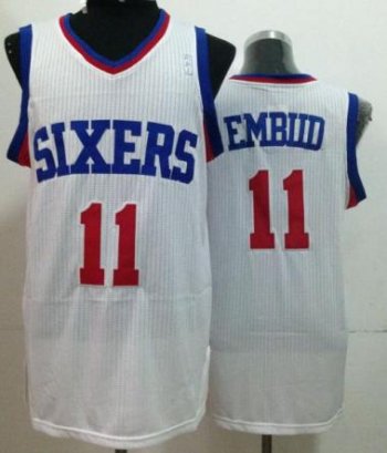 Philadelphia 76ers 11 Joel Embiid White Revolution 30 NBA Jerseys