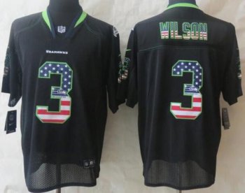 Nike Seattle Seahawks 3 Russell Wilson Black USA Flag Fashion Elite NFL Jerseys