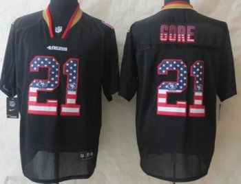 Nike San Francisco 49ers 21 Frank Gore Black USA Flag Fashion Elite NFL Jerseys