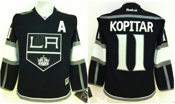 Kids Los Angeles Kings 11 Anze Kopitar Black NHL Jerseys