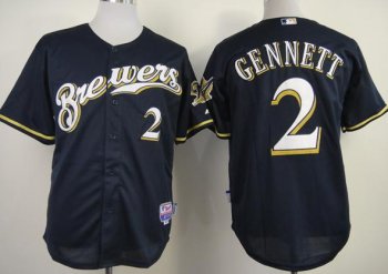 Milwaukee Brewers 2 Scooter Gennett Blue Cool Base MLB Jerseys