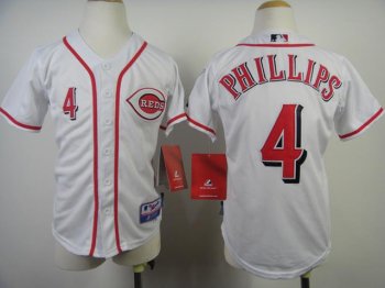 Kids Cincinnati Reds 4 Brandon Phillips White MLB Jerseys