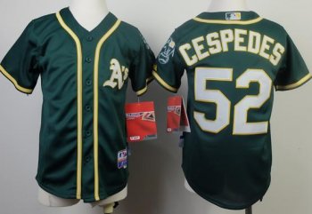 Kids Oakland Athletics 52 Yoenis Cespedes Green Cool Base Jersey 2014 New Style