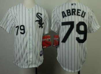 Kids Chicago White Sox 79 Jose Abreu White Black Strip MLB Jerseys