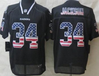 Nike Oakland Raiders 34 Bo.Jackson Black USA Flag Fashion Elite NFL Jerseys