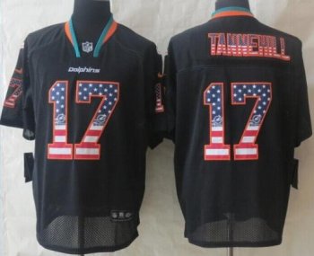 Nike Miami Dolphins 17 Ryan Tannehill Black USA Flag Fashion Elite NFL Jerseys