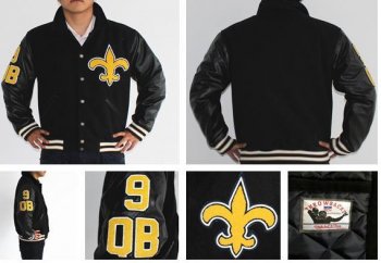 New Orleans Saints 9 Mitchell & Ness Throwback NFL Wool Jacket