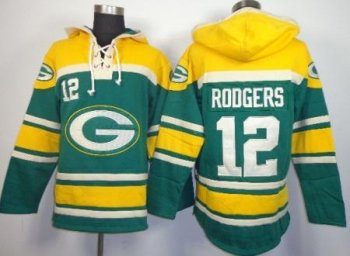 Green Bay Packers 12 Aaron Rodgers Green NFL Hoodie