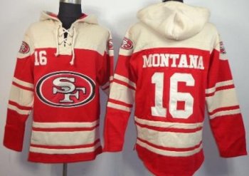 San Francisco 49ers 16 Joe Montana Red NFL Hoodie