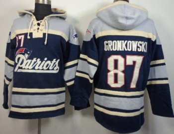 New England Patriots 87 Rob Gronkowski Blue Grey NFL Hoodie