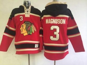 Chicago Blackhawks #3 Keith Magnuson Red Lace-Up NHL Jersey Hoodie