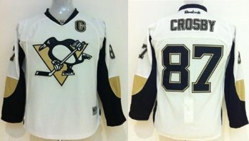 Kids Pittsburgh Penguins 87 Sidney Crosby White NHL Jerseys