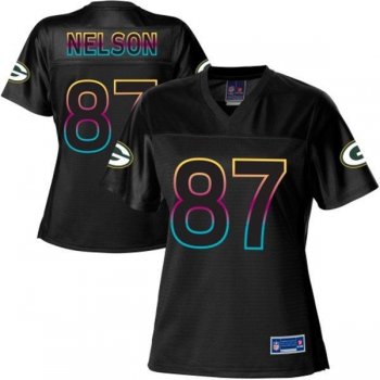 Women Nike Green Bay Packers 87 Jordy Nelson Black Fashion NFL Jerseys