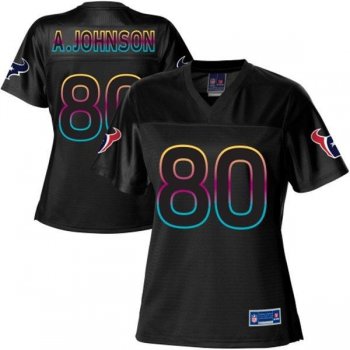 Women Nike Houston Texans 80 Andre Johnson Black Fashion NFL Jerseys