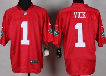 Nike New York Jets #1 Michael Vick Red QB Fashion NFL Jerseys