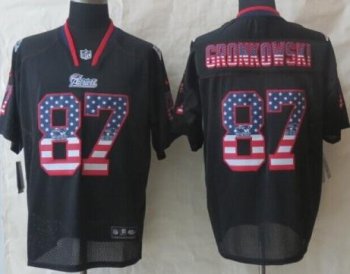 Nike New England Patriots 87 Rob Gronkowski Black USA Flag Fashion NFL Jerseys