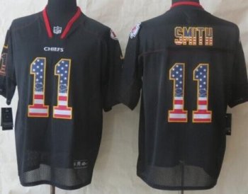 Nike Kansas City Chiefs 11 Alex Smith Black USA Flag Fashion NFL Jerseys