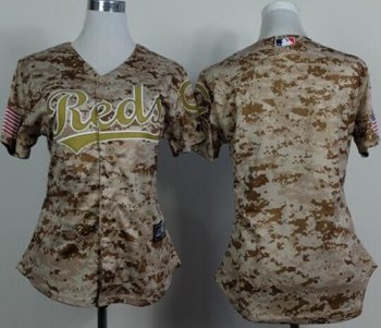 Women Cincinnati Reds Blank Camo Cool Base MLB Jersey