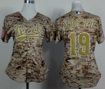 Women Cincinnati Reds 19 Joey Votto Camo Cool Base MLB Jersey