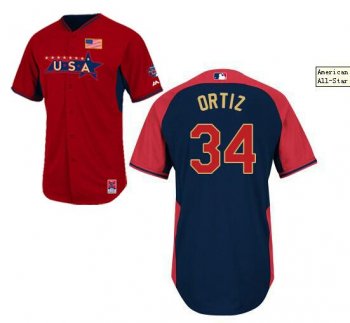 2014 Future Stars USA League Boston Red Sox 34 David Ortiz Red Blue MLB BP Jerseys