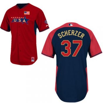 2014 Future Stars USA League Detroit Tigers 37 Max Scherzer Red Blue MLB BP Jerseys