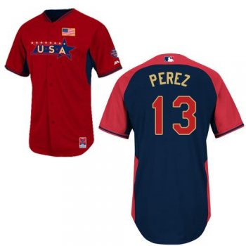 2014 Future Stars USA League Kansas City Royals 13 Salvador Perez Red Blue MLB BP Jerseys