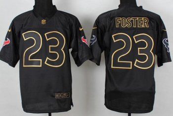 Nike Houston Texans 23 Arian Foster 2014 PRO Gold Lettering Fashion Black NFL Jerseys