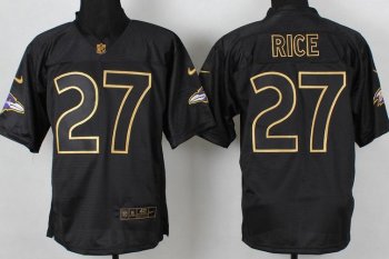 Nike Baltimore Ravens 27 Ray Rice 2014 PRO Gold Lettering Fashion Black NFL Jerseys