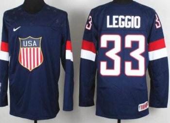 2014 IIHF ICE Hockey World Championship USA Team 33 David Leggio Blue Jerseys